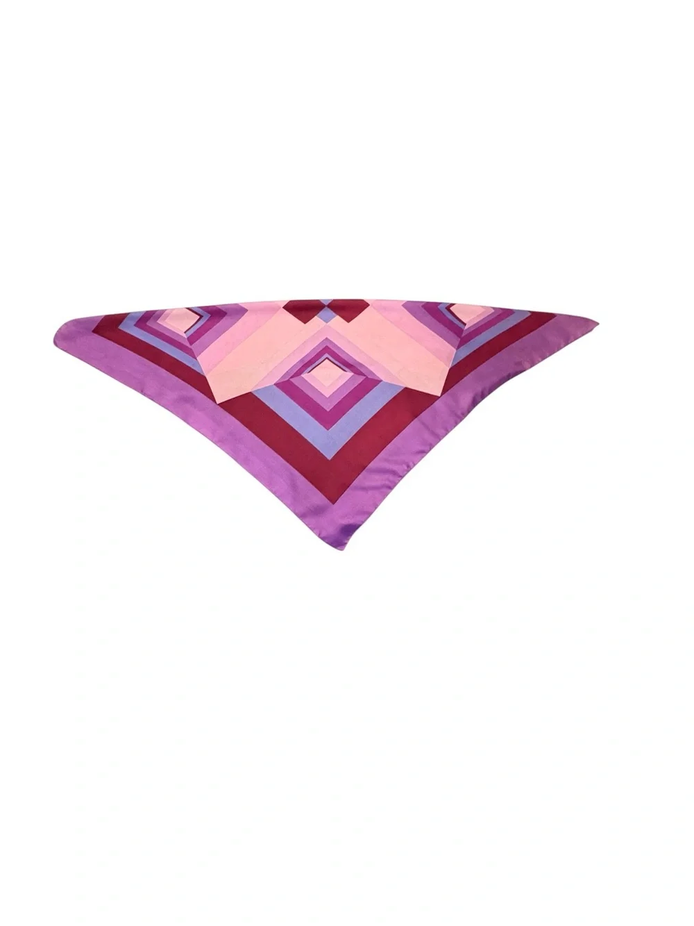 Vibrant Vintage Geometric Pink & Purple Square Silk Scarf